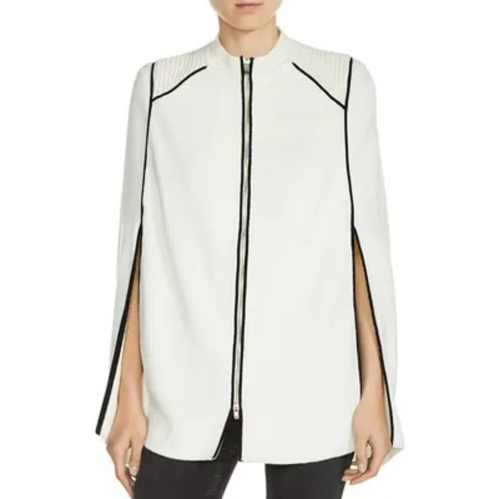 Maje Milford Zip-Front Cape Poncho Sweater